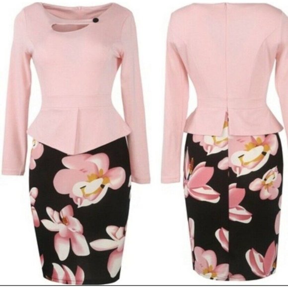 New Homeyee Floral Print Bodycon Pencil Dress Work Casual‎ Women Size Medium - Picture 2 of 10